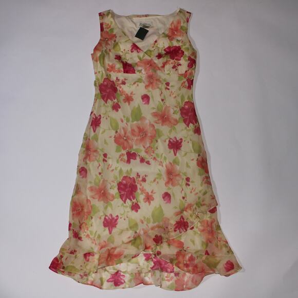 Giorgio Fiorlini Dresses & Skirts - Vintage Double Lined Dress With Floral Print And Ruffles Size 8